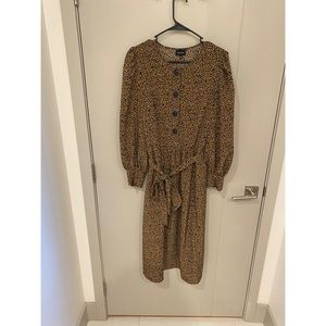 Leopard Print Dress with Tie Belt